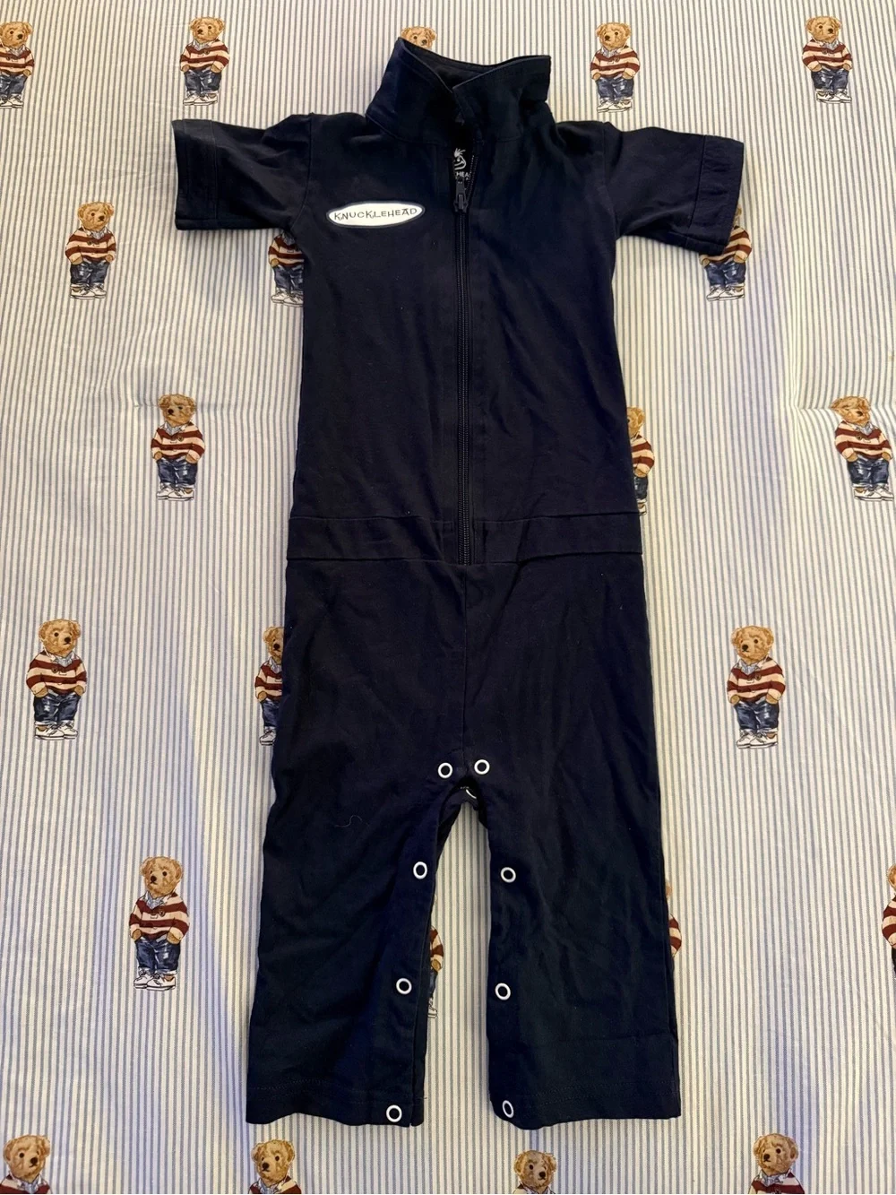 Knuckleheads Little Threads Navy Infant Mechanics Overalls…18-24 Months